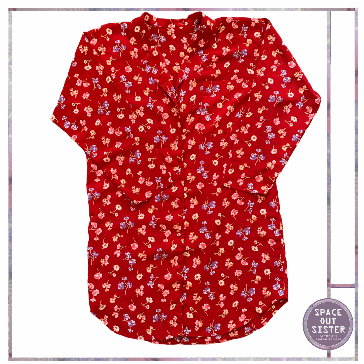 Vintage Red Floral Nightshirt