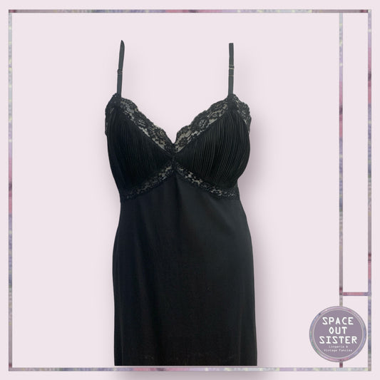 Vintage Accordion Pleat Black Slip