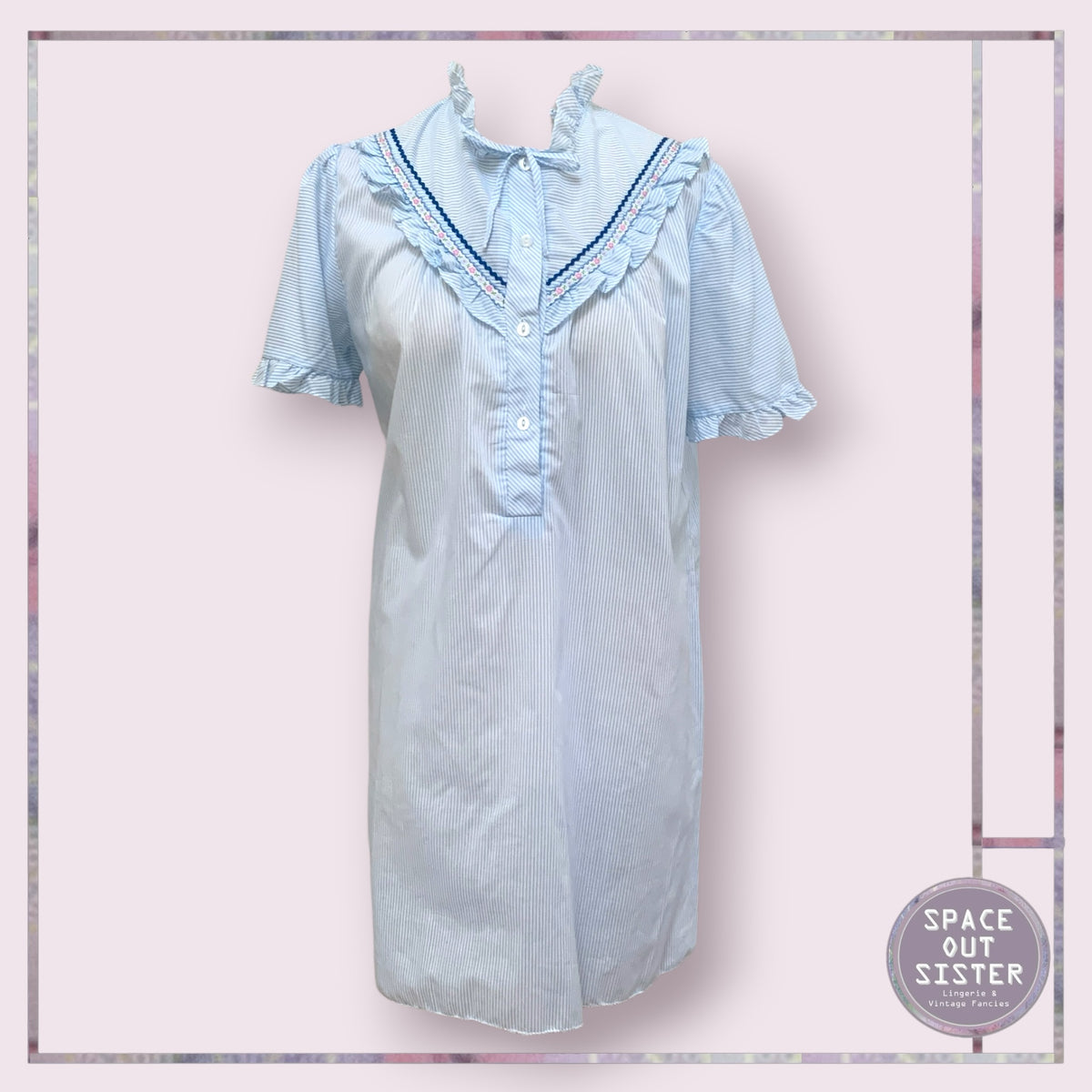 Vintage Ruffle Stripes Nightdress