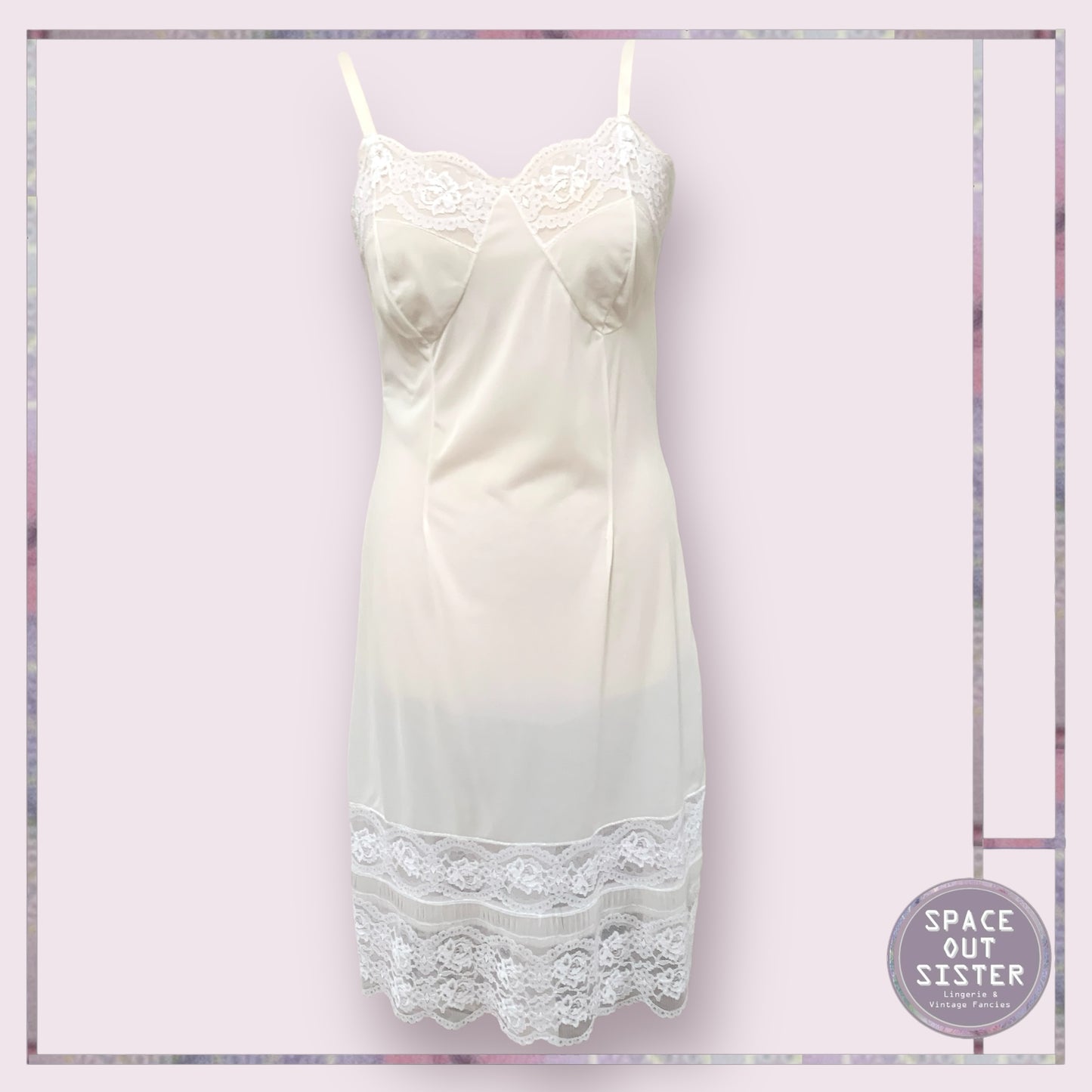 Vintage Ivory Deep Lace Hem Slip