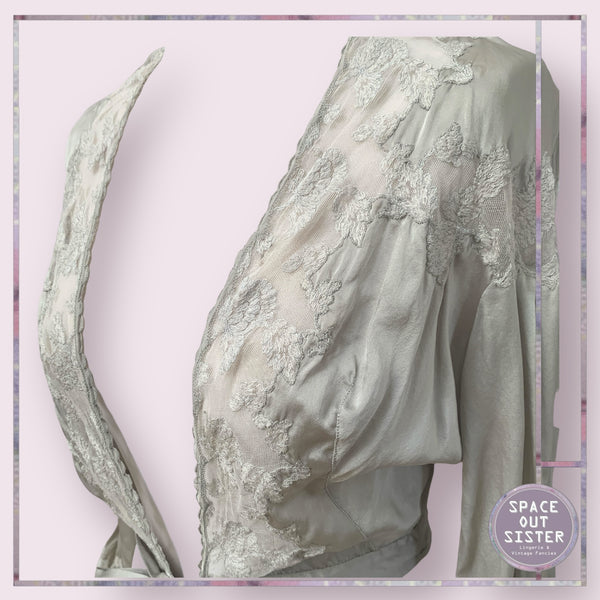 Vintage Silk Silver Bed Jacket