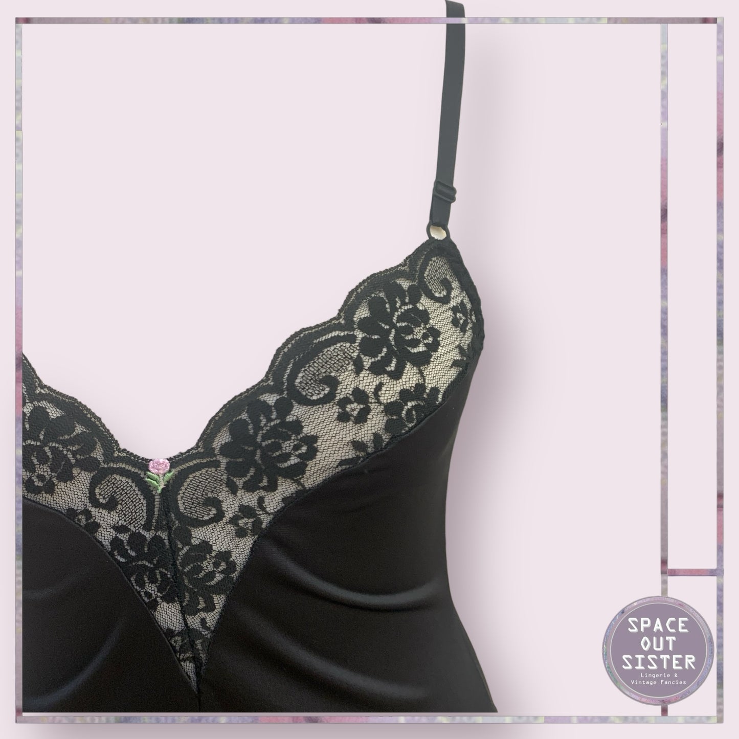 Vintage Black Satin Bodysuit
