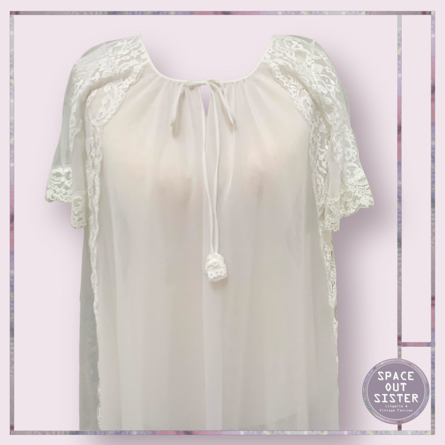 Vintage White Chiffon Negligee