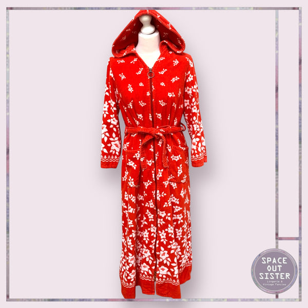 Vintage Red With Hood Cotton Robe