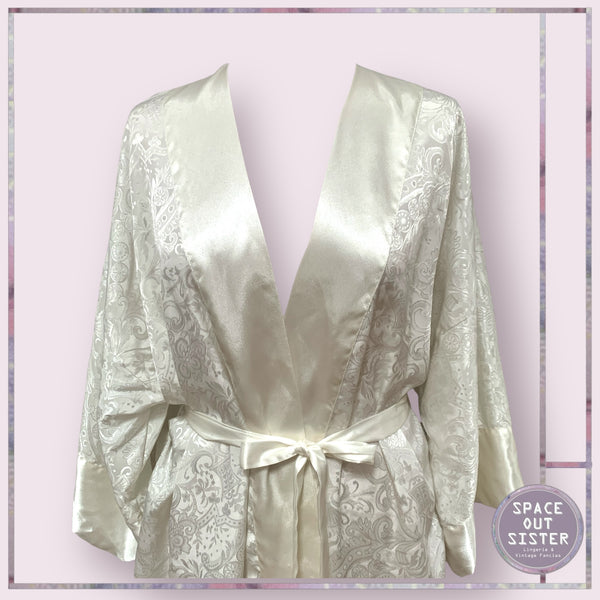 White Embossed Satin Robe