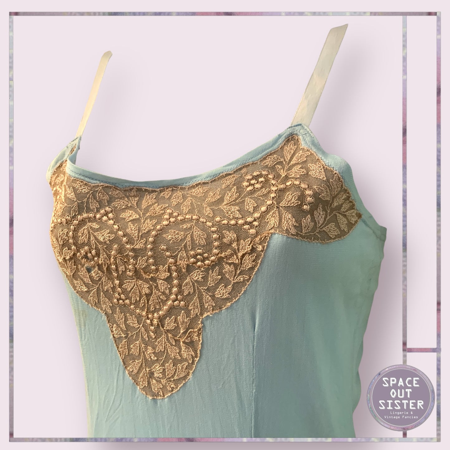Vintage Tricot Taupe Lace Slip