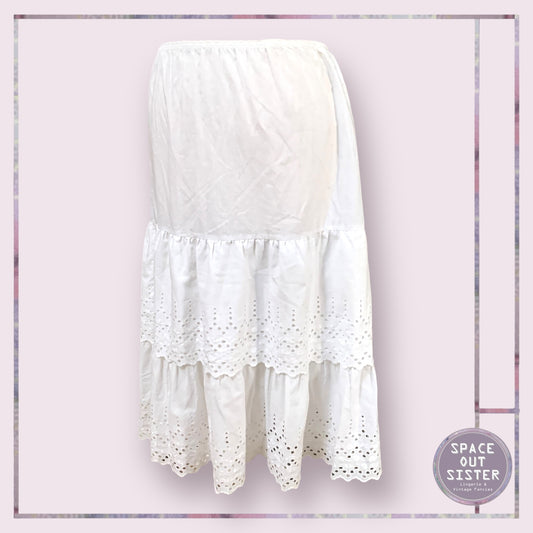 Vintage Dot Embroidered Tiered Petticoat
