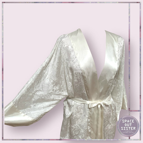 White Embossed Satin Robe