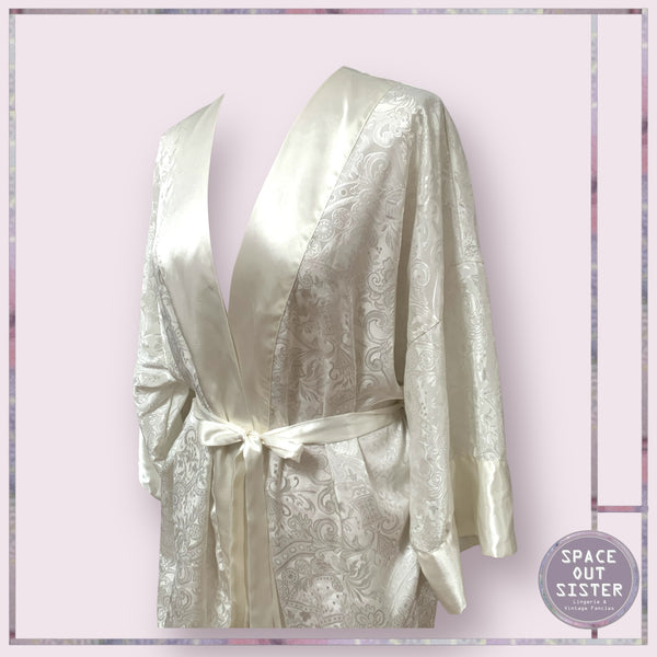 White Embossed Satin Robe