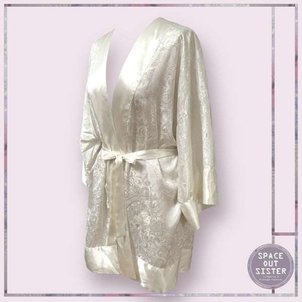 White Embossed Satin Robe