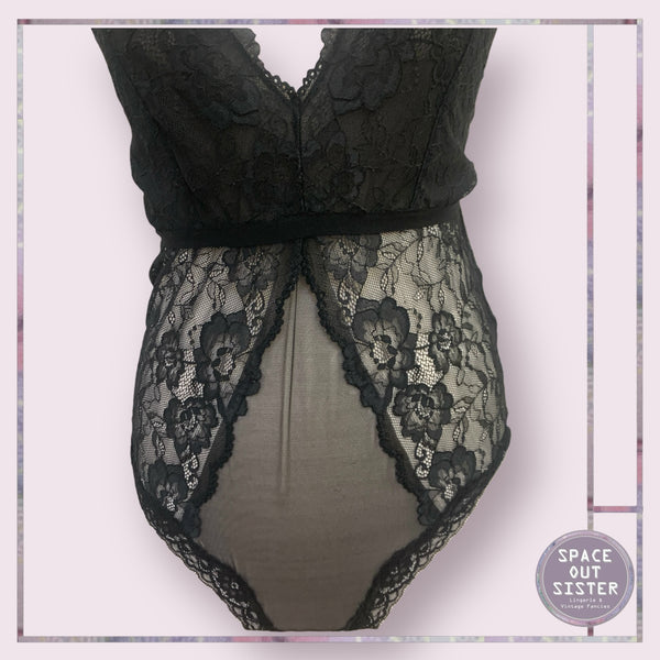 Vintage Black Lace Bodysuit
