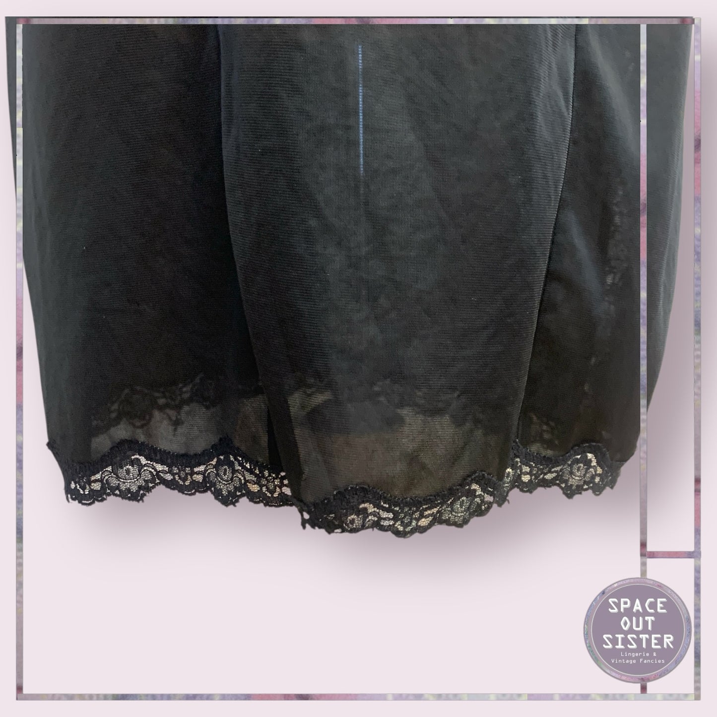 Vintage Plunge V Neck Black Slip
