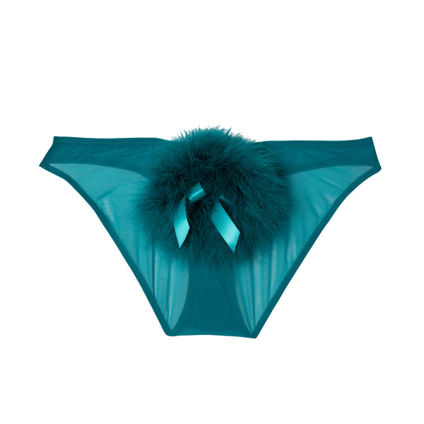 New Bettie Page Teal Powder Puff Triangle Bra & Brief