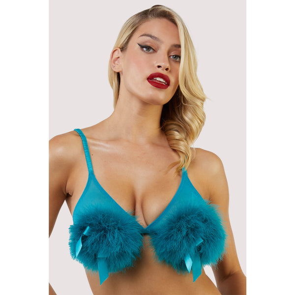 New Bettie Page Teal Powder Puff Triangle Bra & Brief