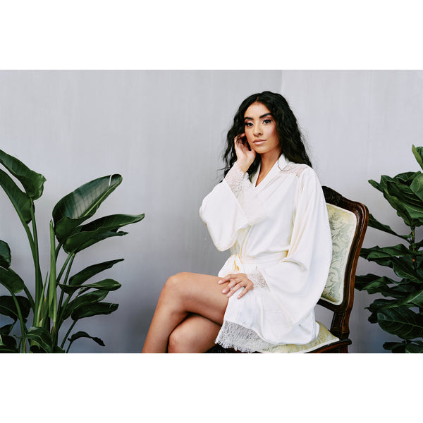 New Ivory Satin & Lace Robe by Kilo Brava