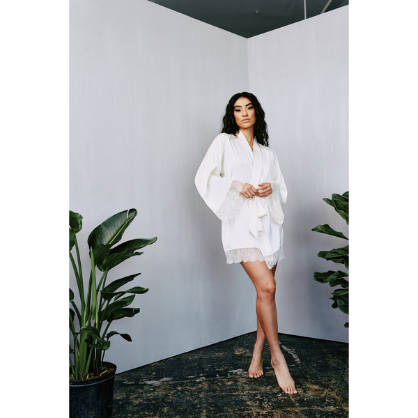 New Ivory Satin & Lace Robe by Kilo Brava
