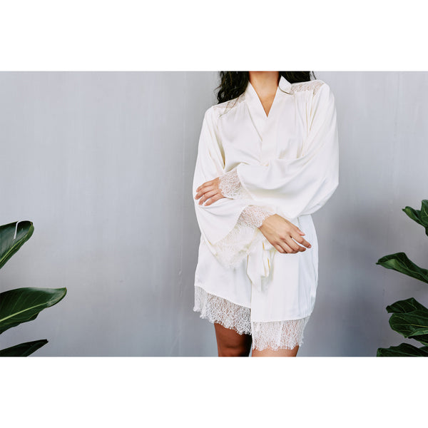 New Ivory Satin & Lace Robe by Kilo Brava