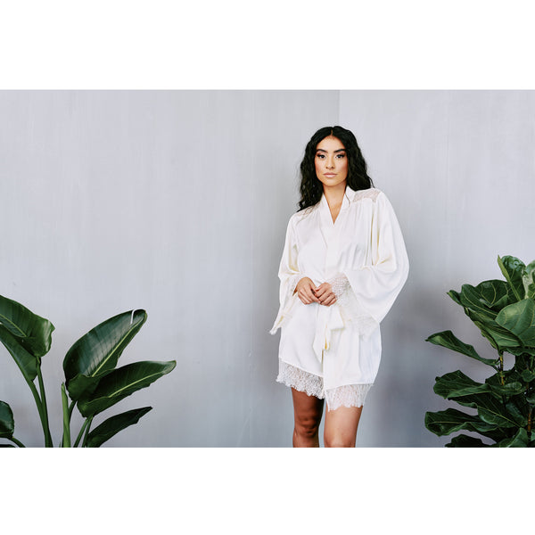 New Ivory Satin & Lace Robe by Kilo Brava