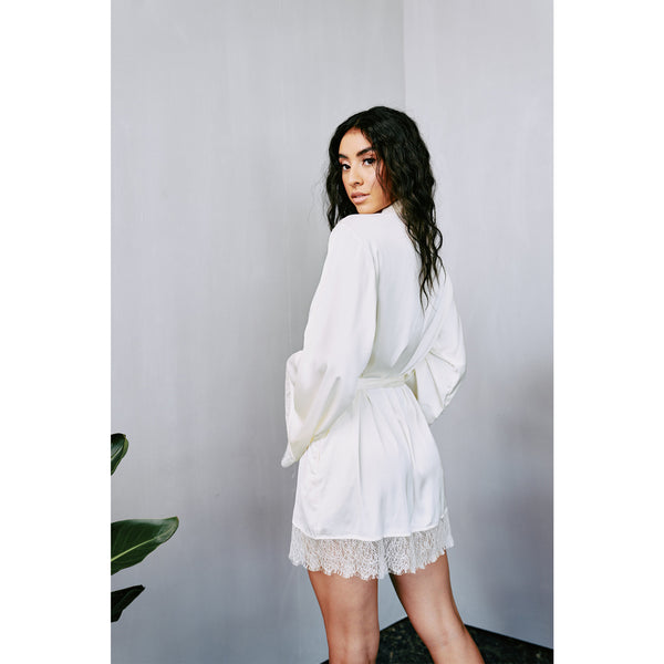 New Ivory Satin & Lace Robe by Kilo Brava