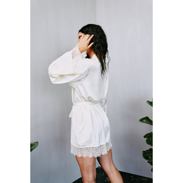 New Ivory Satin & Lace Robe by Kilo Brava