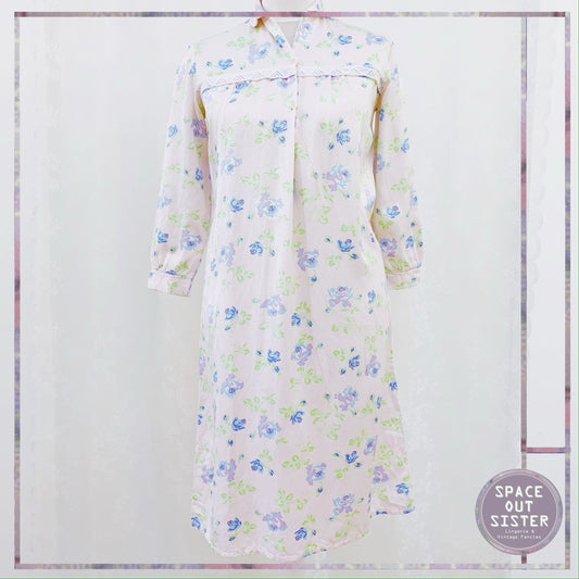 Vintage Blue Hue Flower Nighty