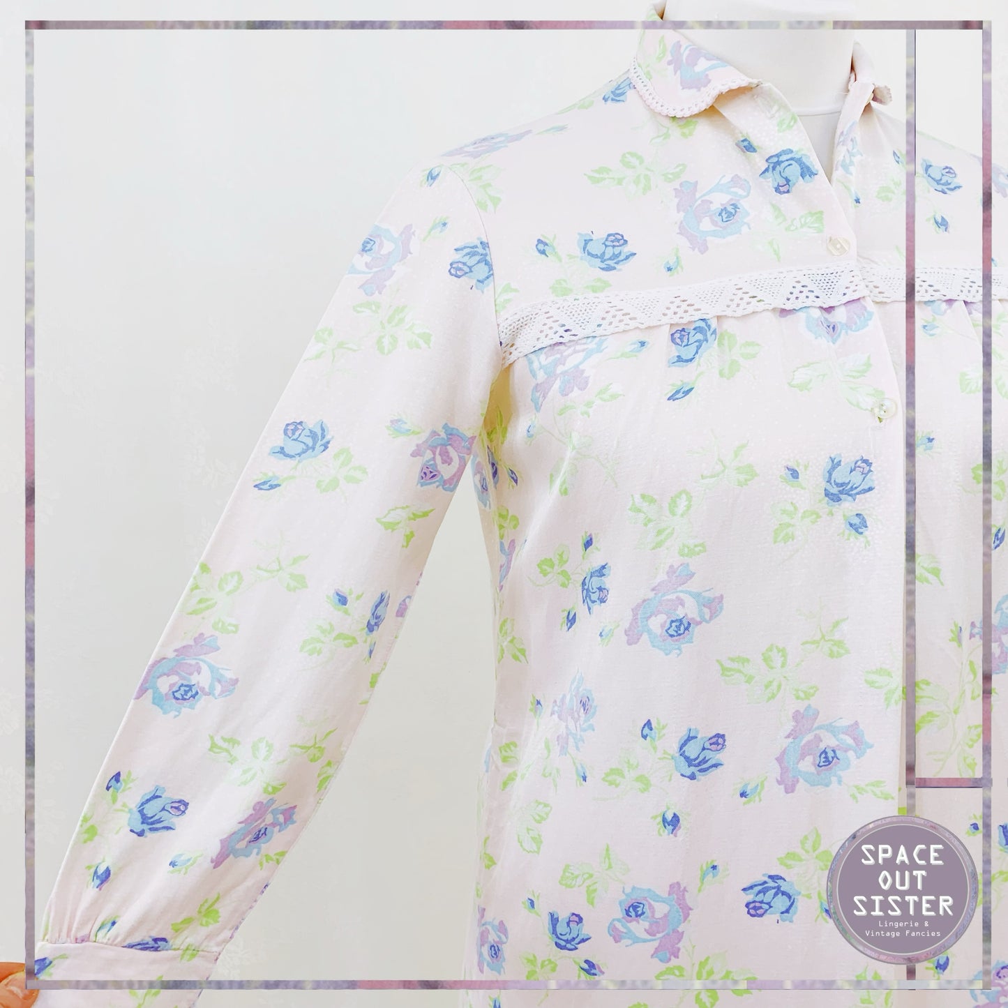 Vintage Blue Hue Flower Nighty