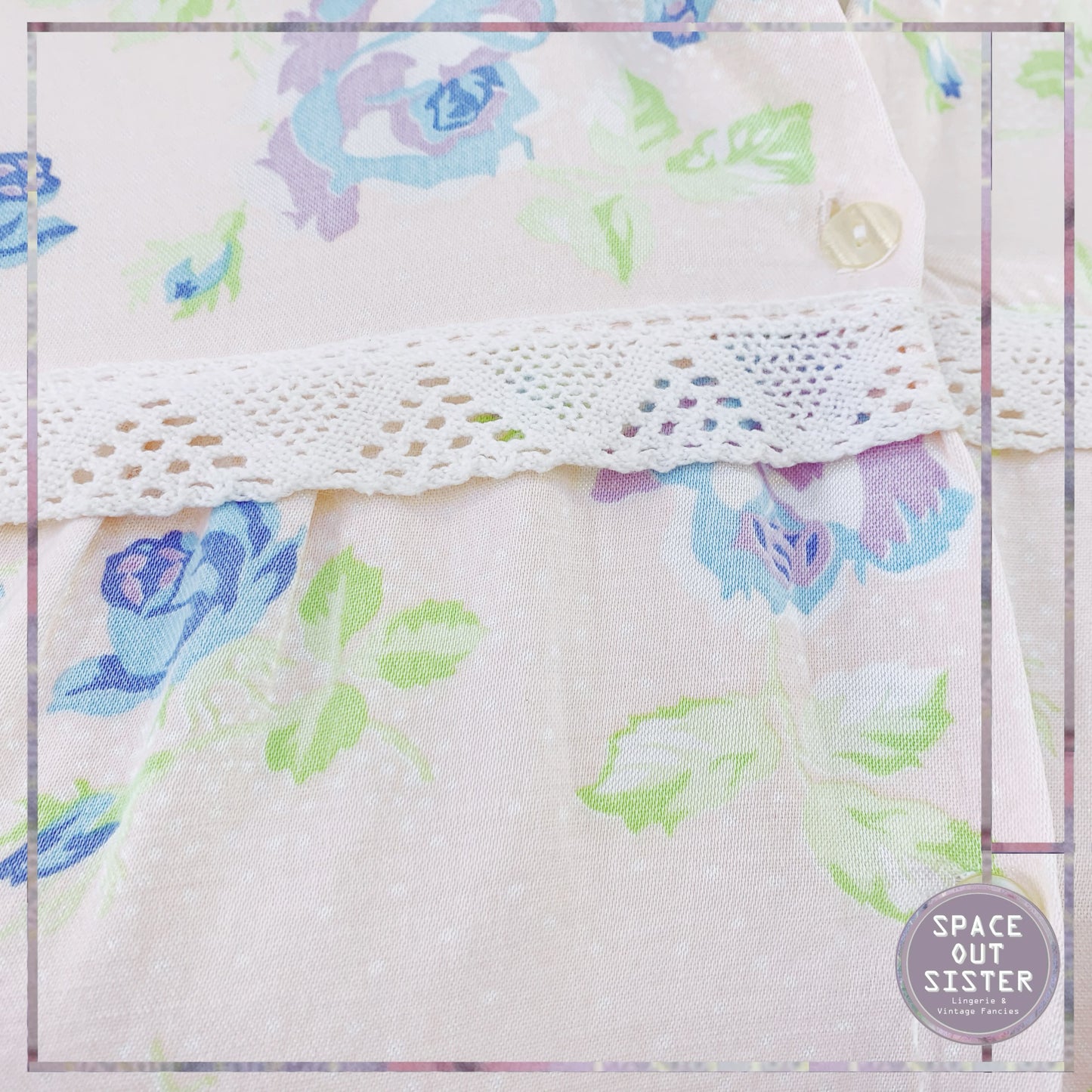 Vintage Blue Hue Flower Nighty