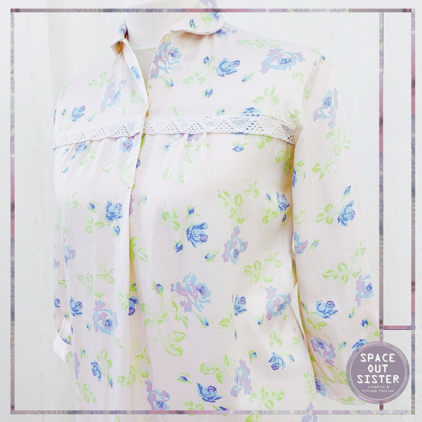 Vintage Blue Hue Flower Nighty