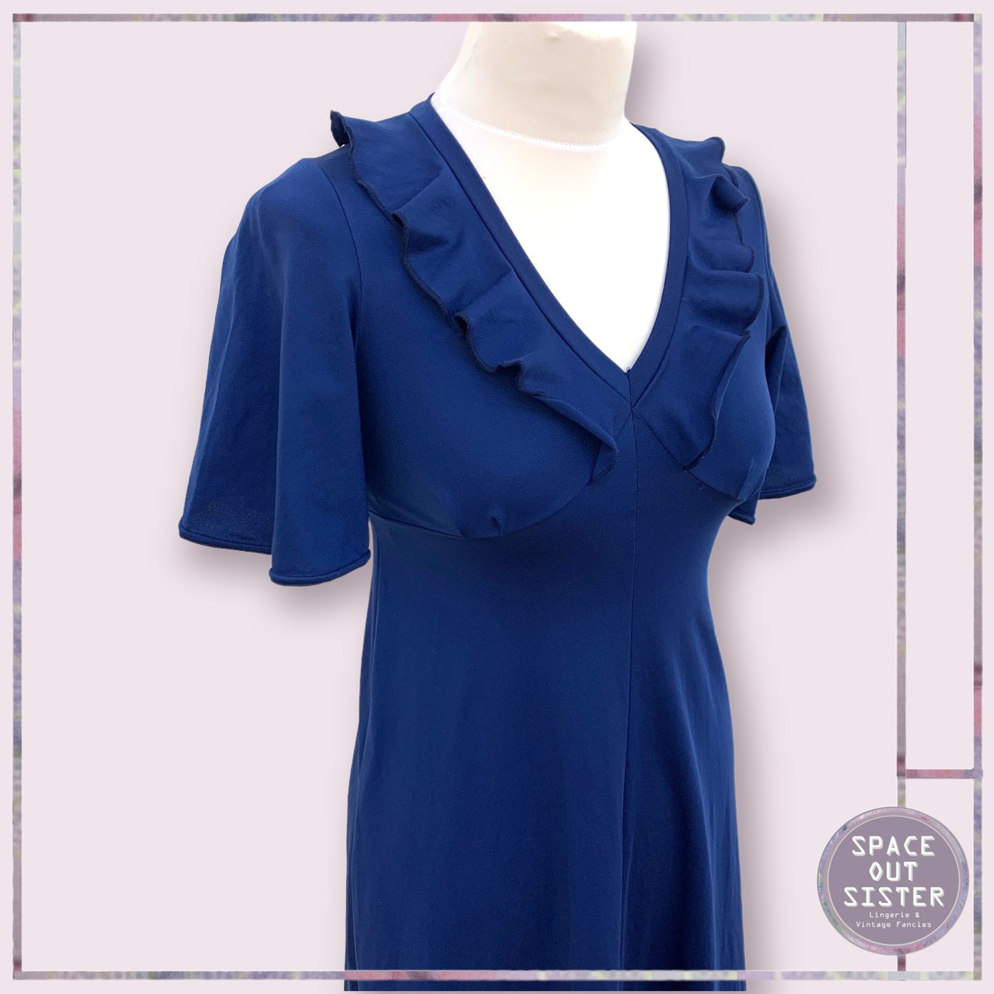 Circa 1970s Vintage Mikava Navy Nightdress