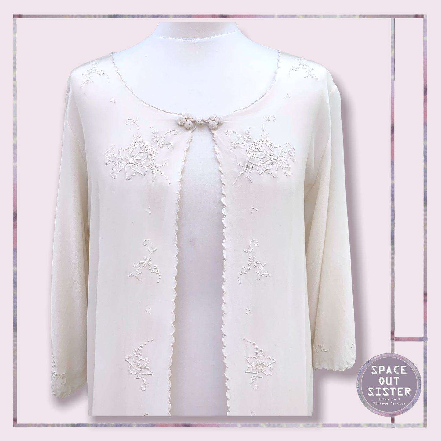 Vintage Silk Ivory Robe