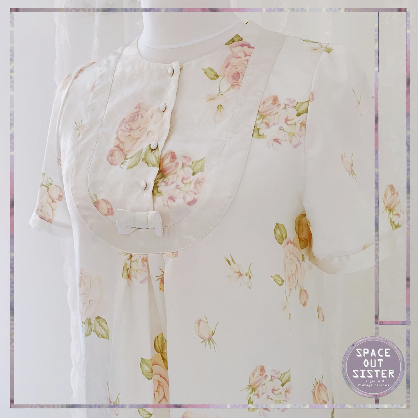 Vintage French Floral Satin Nightdress
