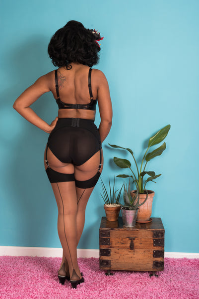 Nutmeg Black Glamour Seamed Stockings by What Katie Did